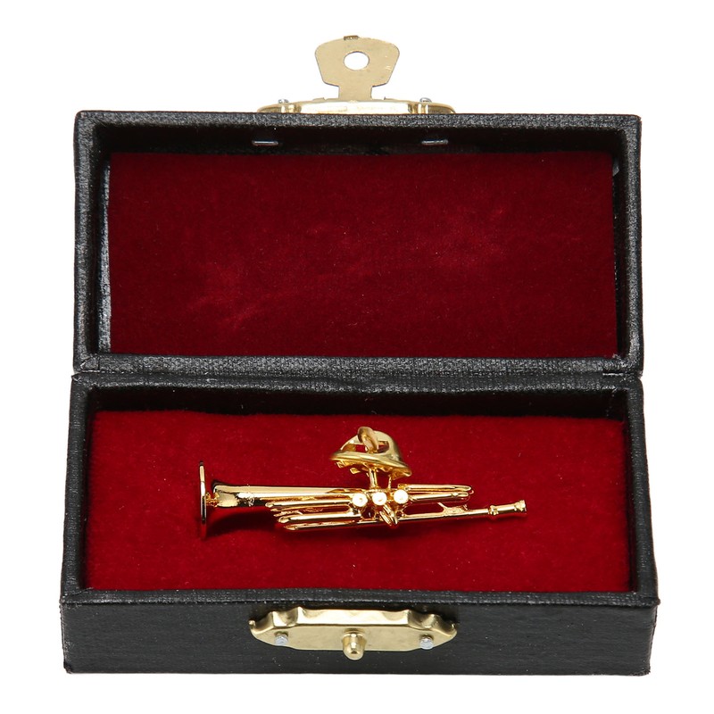 Gold Miniature Trumpet Shaped Lapel Brooch Pin Brass Exquisite Mini