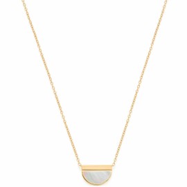 JEWELS BY LEONARDO Ciao Mimo Necklace • Anchor Chain Made of Gold-Coloured Stainless Steel • Semicircular Mother of Pearl Pendant • 42-47 cm Length • Jewellery Gift for Women • 023300