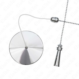 ElekTek Premium Chrome Bathroom Ceiling Light Pull Cord Switch with Safety Earth Terminal + Extension Chain + Chrome Lighthouse Fob Handle - Don't Risk Your Family's Safety on a Cheap Unsafe Switch