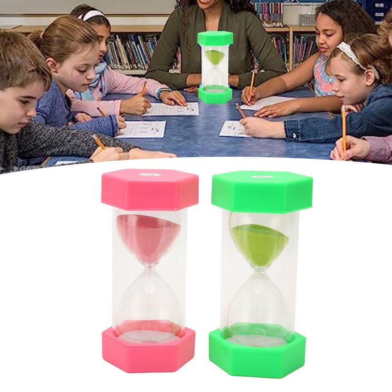 2pcs Hexagonal Hourglass 15 Minutes Learning Sand Timer Portable Plastic