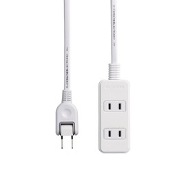 Elecom T-S02-2310WH Power Strip, Easy Wiring, 180° Swing Plug, 3 Sockets, 3.3 ft (1 m), White