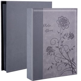 Miaikoe Photo Album 6x4 300 Photos Slip in, Extra Large Capacity Leather Cover Wedding Family Picture Albums Holds 300 Horizontal 10x15cm Landscape Photos(Grey)