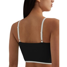 AugIris Womens Workout Tank Tops Adjustable Strap Longline Sports Bra Padded Sleeveless Top Black M