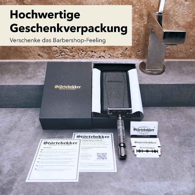 Störtebekker® Starter Set with Safety Razor with Case (Black) and