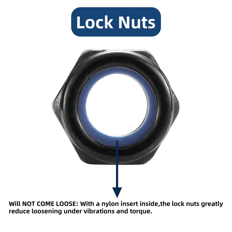 M8 x 1.25mm Nylon Insert Hex Lock Nuts 100Pcs 304
