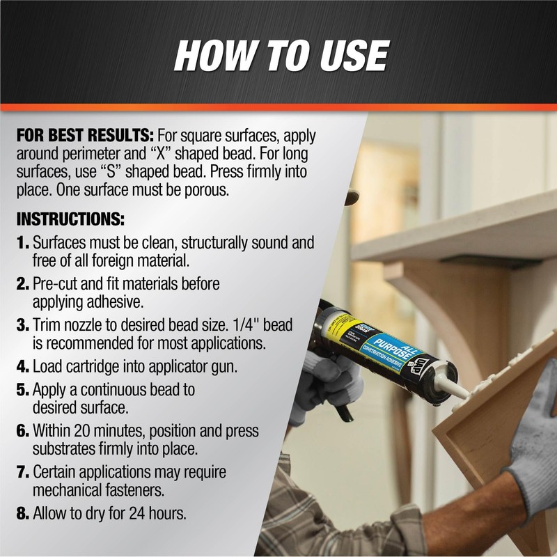 DynaGrip 7079827501 DAP Construction Adhesive 10.3 oz Purpose, White