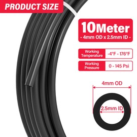 luxdeng 4MM OD Black Polyurethane PU Air Hose Line Air Tube Pipe Hose for Compressed Air Fluid Transfer Tubing 10 Meter/32.8ft