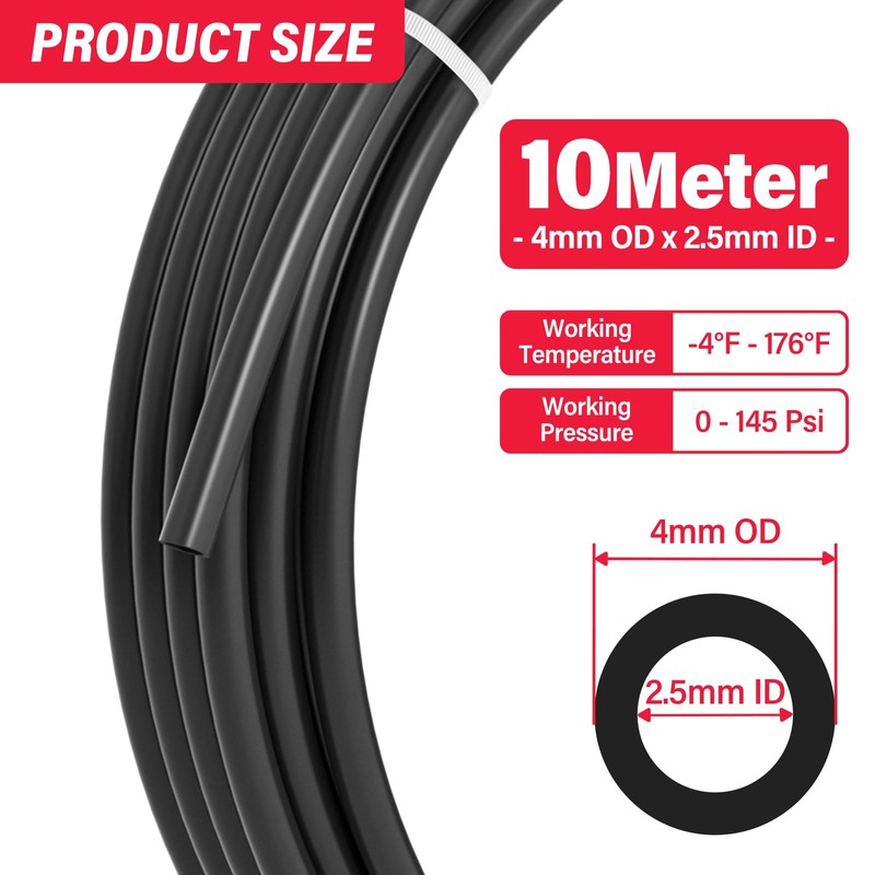 luxdeng 4MM OD Black Polyurethane PU Air Hose Line Air