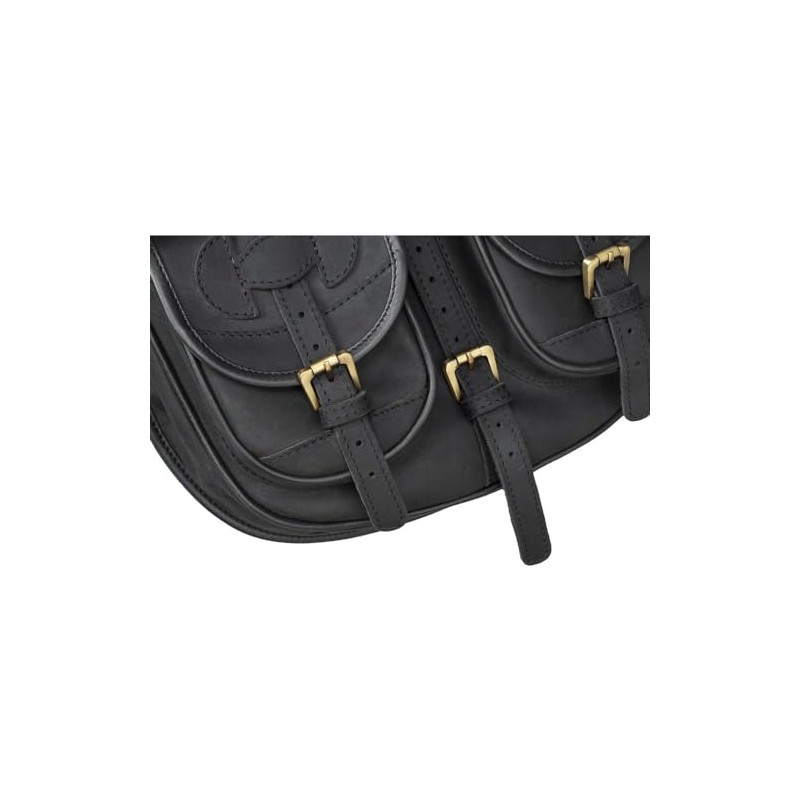 Tough 1 Oiled Leather Saddle Bag Black