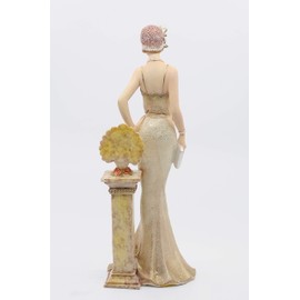 Comfy Hour Glamour Elegance Victorian Style Lady Collection Elegant Slim Lady Leaning On Pillar Collectible Figurine, 13-inch Height, Gold, Polyresin