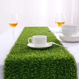 Farochy Artificial Grass Table Runners - Synthetic Grass Table Runner for Wedding Party, Birthday, Banquet, Baby Shower, Home Decorations (14 x 60 inches)