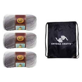 Lion Brand Ice Cream Cotton Candy 923-201 (3-Skeins - Same Dye Lot) Baby Sport #2 Acrylic Yarn for Crocheting and Knitting with Project Bag