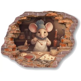 Mouse Realistic Art Cooking for the Family 3D Art Funny Humor Unique Decal 8"x6"