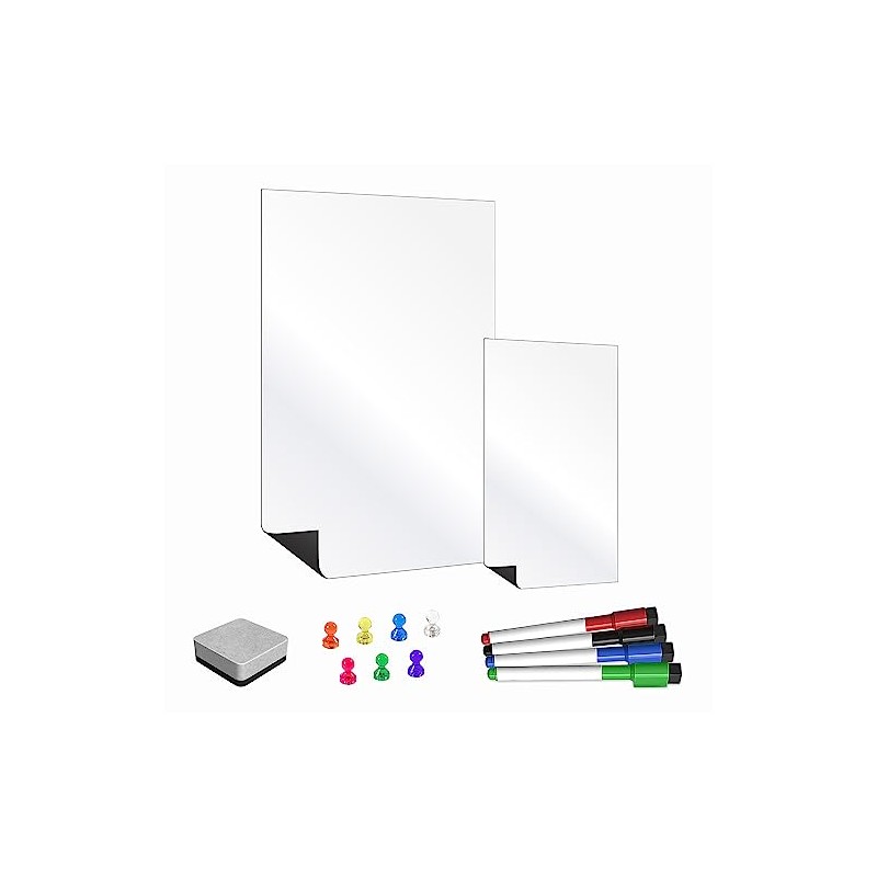 TMS Magnetic Fridge Whiteboard Set | Twin Pack with A4