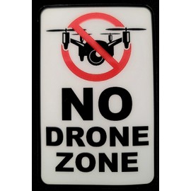 DRONE STICKER "NO DRONE ZONE"  2 1/2 X 3 7/8" GLOSSY THICK WATERPROOF OUTDOOR