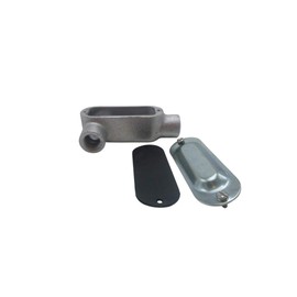 COREX 1/2" LR Format Threaded Rigid Conduit Body with Steel Cover and Neoprene Gasket - Malleable Iron - 1-Pack