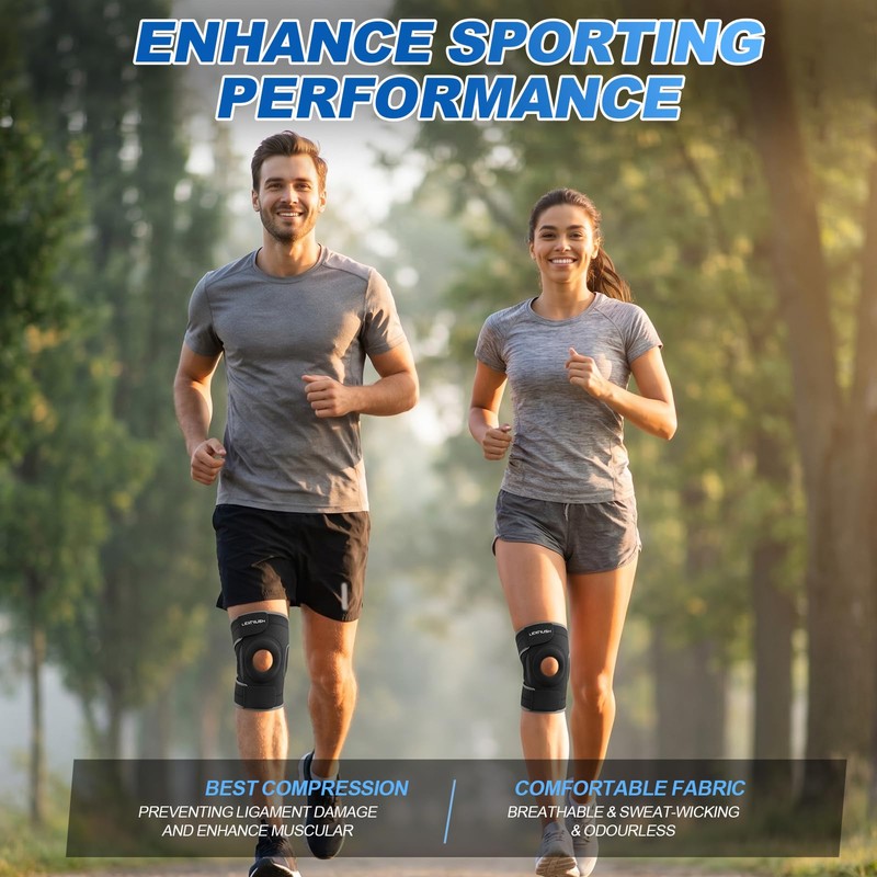 Knee Support Men/Women with Patella Gel Pads & Side Stabilisers,