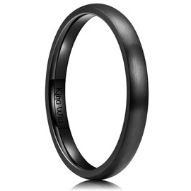 King Will 3mm Black Dome Titanium Ring Matte Finish Wedding Band Comfort Fit 12.5
