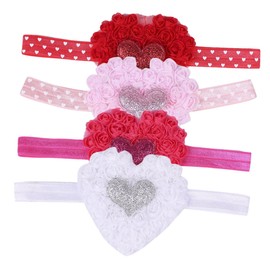 Hohopeti 4Pcs Valentine Heart Design Girl Headbands Cute Party Hair Accessories for Festivals and Special Occasions and Colors Comfortable and Durable