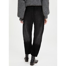 EVALESS Barrel Jeans Women Trendy 2025 Stretchy High Waisted Wide Leg Boyfriend Baggy Jean Black Size 4