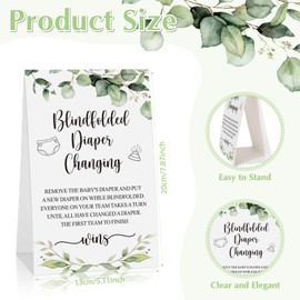 Hollowfly 5 Pcs Baby Dolls for Baby Shower Game Blindfold Diaper Changing Game Baby Doll Race Game Set Include 2 Baby Doll 2 Blindfold 1 Diaper Blinder Sign for Boy Girl Gender Reveal(Greenery)