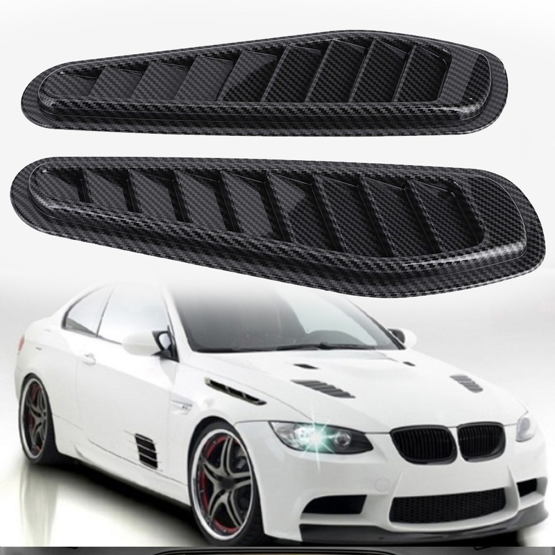 2pcs Carbon Fiber Style Car Air Flow Intake Decorative Scoop