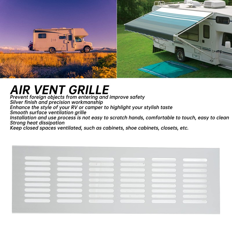 Cabinet Air Vent Grille Silver Rectangle Heat Dissipation Ventilation Grill
