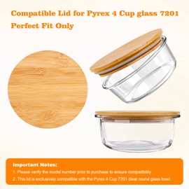 MVSSP 1 Pack wooden Replacement Lids for Pyrex 4-Cup 7201 Glass Bowls - BPA-Free Round Storage Covers for Reusable Food Preservation with Airtight Sealing to Prevent Spoilage