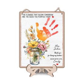 DIY Kids Handprint Flowers Art Craft Keepsake Gifts for PreK Preschool Kindergarten Teachers, Thank You Teacher Appreciation Graduation Gift, The Flowers Bloom Tomorrow Are The Seeds You Planted Today