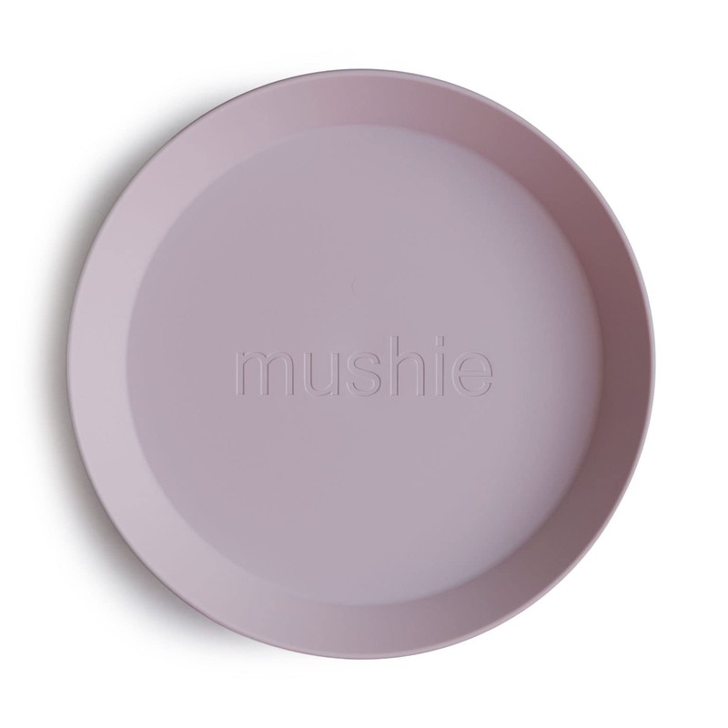 Mushie Rund Kinder Teller 2er Set (Soft Lilac)