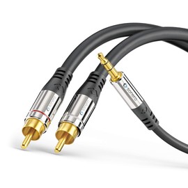 Sonero S-AC600-075 Premium Audio Adaptor Cable 7.50 m 3.5 mm Jack to 2x RCA Male Gold-Plated Contacts Black