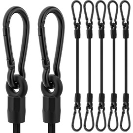 Bungee Cords, Upgrade 48 inch Bungee Cords with Carabiner Hooks Outdoor, Heavy Duty Black High Strength Short Strong Elastic Bungee Cord Rope with Clips On Both Ends for Camping, Bike, 6 Pack