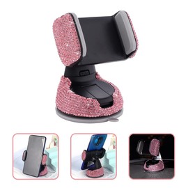 Pink Car Accessories, Pink Phone Holder For Car, Car Phone Holder,Rhinestone Bling Crystal Car Phone Mount,with One Air Vent Base