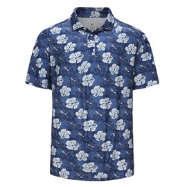 MOHEEN Hawaiian Shirts for Men, Print Mens Casual Short Sleeve Button Down Polo Shirts Beach Shirts Blue White Flower11#4XL