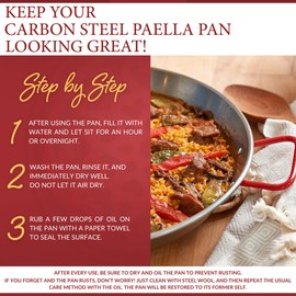 Garcima 22-Inch Carbon Steel Paella Pan, 55cm