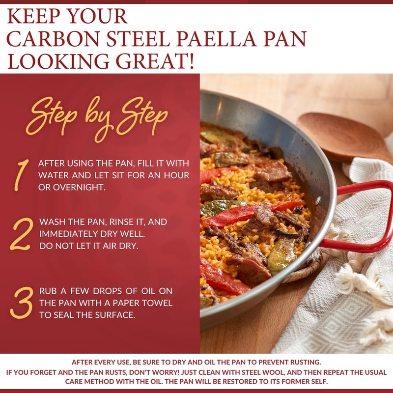 Garcima 22-Inch Carbon Steel Paella Pan, 55cm