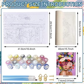 MACULPER Paint by Numbers Adults, 50 x 40 cm, Girls Painting by Numbers for Adults, Children, Fantasy Paint by Numbers Kit with 3 Brushes, Canvas Picture by Numbers for Beginners, Children