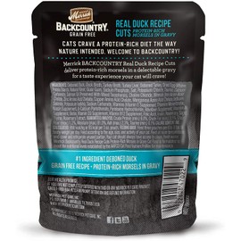 Merrick Backcountry Grain Free, Real Meat, Wet Cat Food, Real Duck Recipe Cuts, Protein Rich Morsels in Gravy, Adult Cats, 3 Ounce Each Packet (Pack of 6)