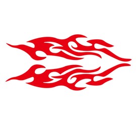 2 Pcs 7.8 in Flame Reflective Sticker for Car Flame Racing Sports Stripe Decal for Golf Cart Vinyl Waterproof Decal Decoration for Car Body Side Truck SUV Off-Road Vehicles Skateboard (Red)