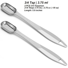 2 Pcs 3/4 Teaspoon(| 3.75 mL | 3/4 Tsp | 1/4 Tbsp | 3.75 cc | 1/8 oz) Stainless Steel Single Measuring Spoon, Long Handle Metal Measuring Spoon, Kitchen Gadgets for Cooking & Baking