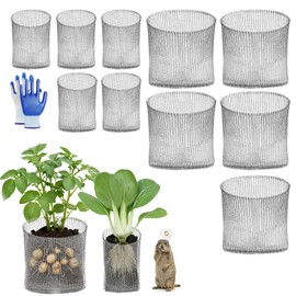 10 Pack Gopher Baskets Set, 5Pcs 1 Gallon Root Guard Baskets and 5Pcs Gopher Basket 5 Gallon, Plant Mesh Wire Baskets, Gopher Vole Proof Wire Cage for Garden Berries Vegetables Protection