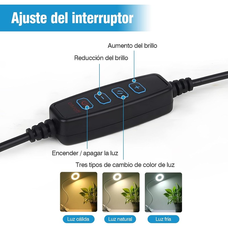 ALIMOTA Lupa con Luz LED 5X, Pinza y Brazo Ajustable