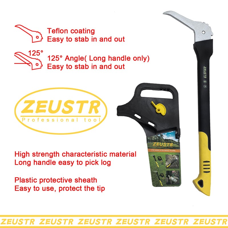 ZEUSTR 20" Hookaroon, Non-Slip Grip Handle, 120° Angled Blade, Log