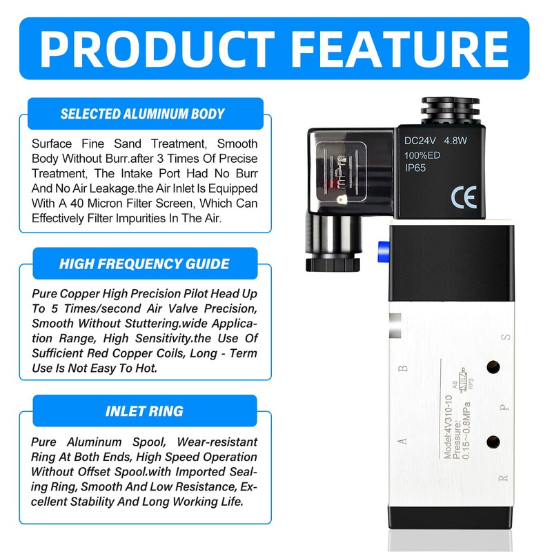 ERGAOBOY 3/8 Inch BSP 24 V Single Coil, Pilot Controlled,