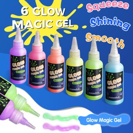 MINISENTIALS Magic Water Elf Toy Kit - Glow in The Dark Aqua Gel 6 Colors with 6 Molds - Magic Squishy Maker Water Fairies - Christmas Gift Birthday Party Favors DIY STEM Toy for 3-8 Years Old Kids