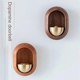 Doorbell, wind chime, suction door style, copper bell, magnetic suction, household refrigerator, decoration, foyer, New Year graduation and opening gift, foyer doorbell (Peach wood color)