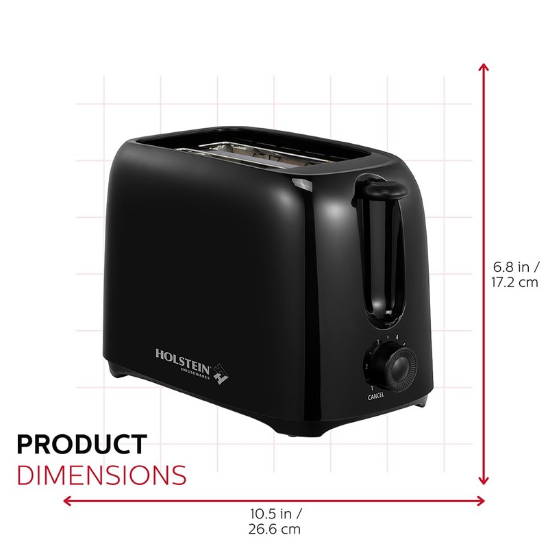 Holstein Housewares - 2-Slice Toaster with 6 Browning Control Settings,