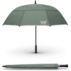Weatherman Umbrella - Stick Umbrella - Windproof Umbrella Resists Up to 55 MPH Winds - (Sage)
