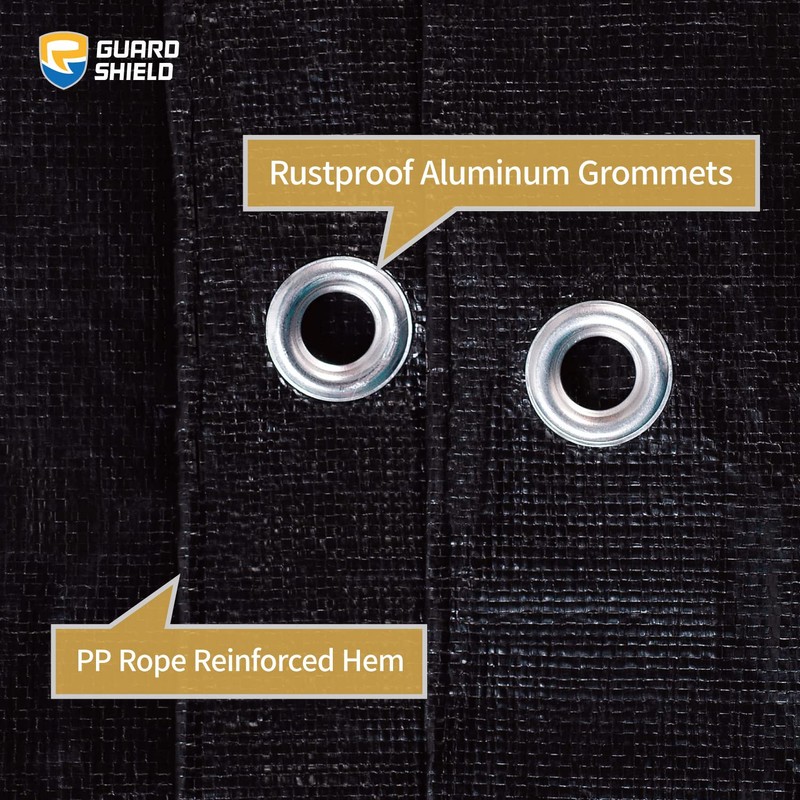 GUARD SHIELD Tarps Heavy Duty Waterproof 12x20 Feet Black Poly