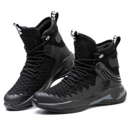 SYLPHID Steel Toe Boots for Men Safety Shoes for Women Work Sneakers Slip Resistant, 66Black,Women Size 7, Men Size 5